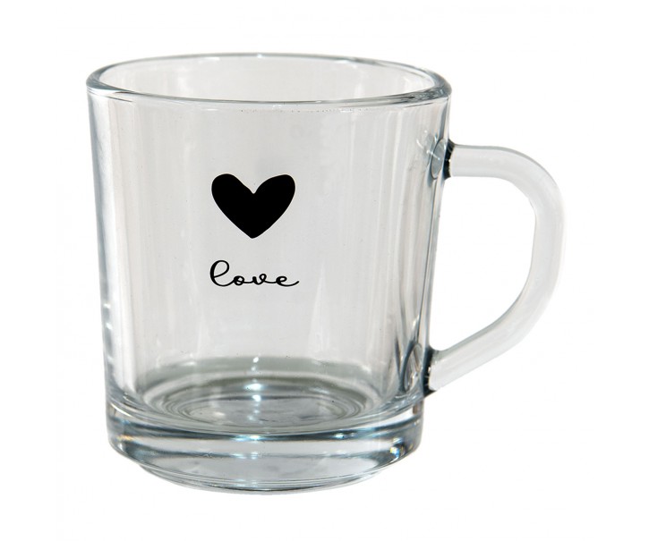 Skleněný hrneček Love - 11*8*9 cm / 250 ml Clayre & Eef