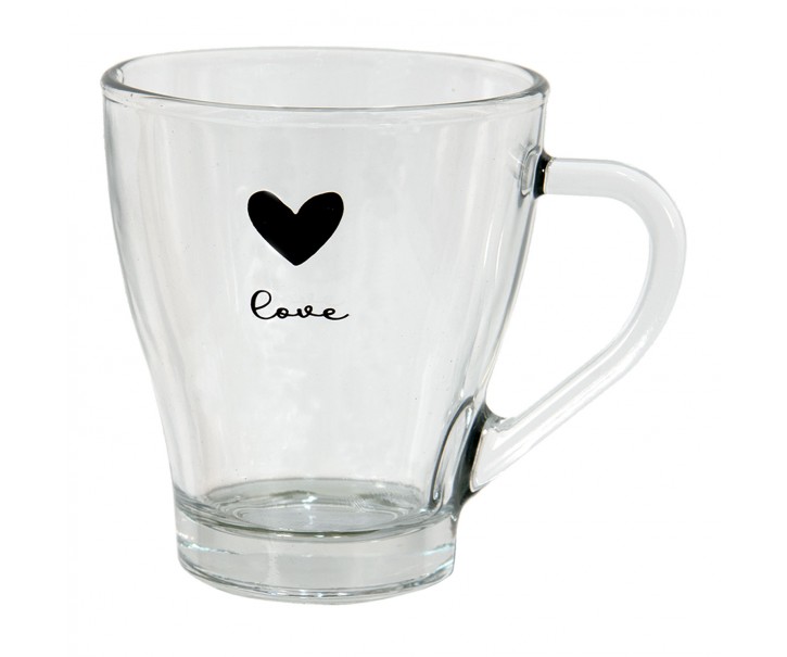 Skleněný hrneček Love - 11*8*10 cm / 200 ml Clayre & Eef