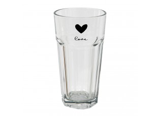 Vysoká sklenička se srdíčkem Love Birds - Ø 8*15 cm / 320 ml
