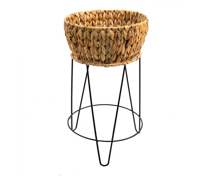 Stojan na květiny s květináčem z vodního hyacintu - Ø 28*53 cm Clayre & Eef