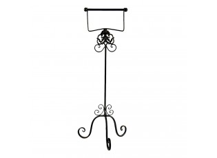 Černý antik kovový držák toaletního papíru Potier ornament - 27*24*70 cm