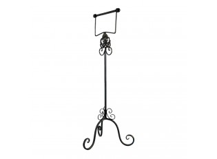 Černý antik kovový držák toaletního papíru Potier ornament - 27*24*70 cm