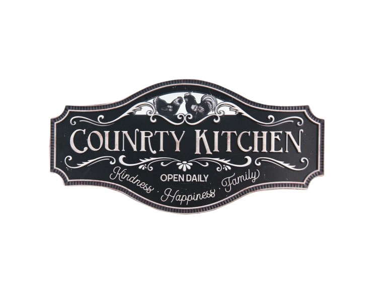 Černá plechová cedule Country Kitchen - 60*1*30 cm Clayre & Eef