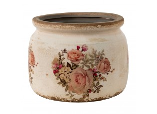 Keramický obal na květináč s růžemi Rosien - Ø15*13 cm
