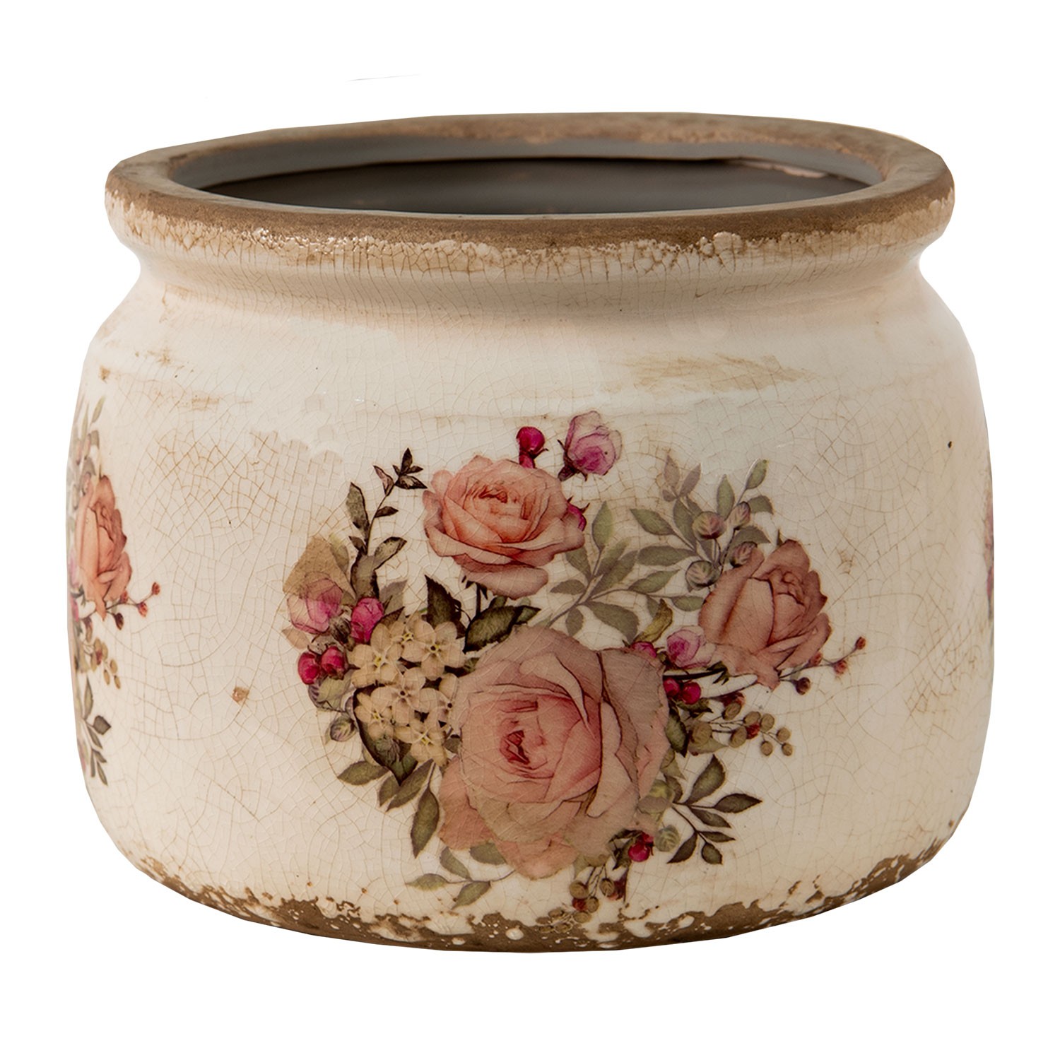 Keramický obal na květináč s růžemi Rosien - Ø15*13 cm Clayre & Eef Keramický obal na květináč s růžemi Rosien - Ø15*13 cm Clayre & Eef