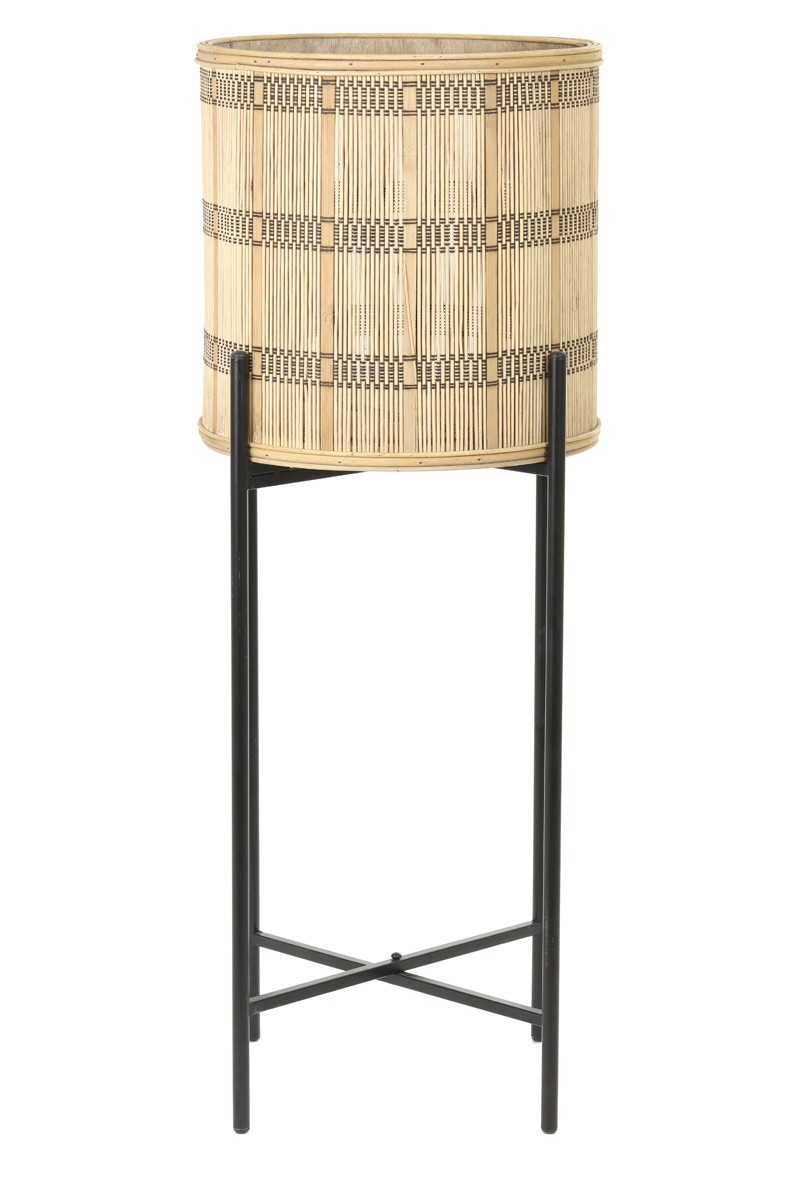 Přírodní dřevěný květináč s výpletem na nožkách Corazo - Ø 31*82cm Light & Living Přírodní dřevěný květináč s výpletem na nožkách Corazo - Ø 31*82cm Light & Living