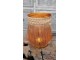 Hnědý skleněný svícen s třásněmi Marron – Ø 11*18 cm Light & Living