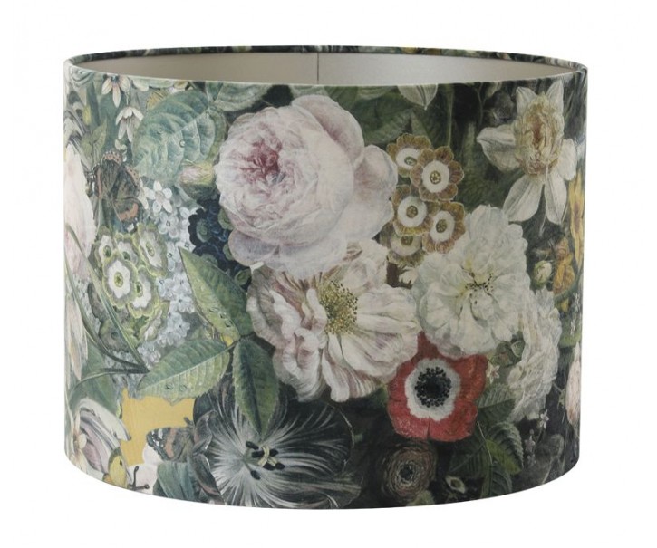 Květované stínidlo na lampu Butterfly ocher - Ø 40*30cm/ E27 Light & Living