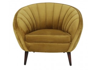 Okrové designové sametové křeslo Almond ocher - 91*71*77cm