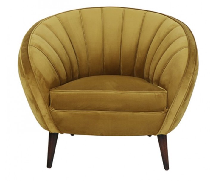 Okrové designové sametové křeslo Almond ocher - 91*71*77cm Light & Living