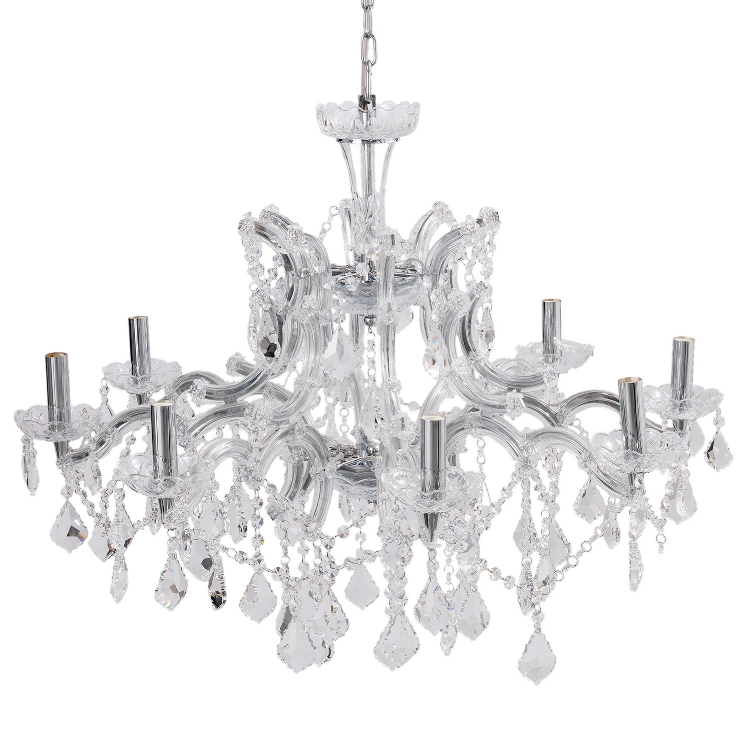 Stříbrný křišťálový lustr Edison - Ø 80*60 cm E14/max 8*40W Clayre & Eef Stříbrný křišťálový lustr Edison - Ø 80*60 cm E14/max 8*40W Clayre & Eef