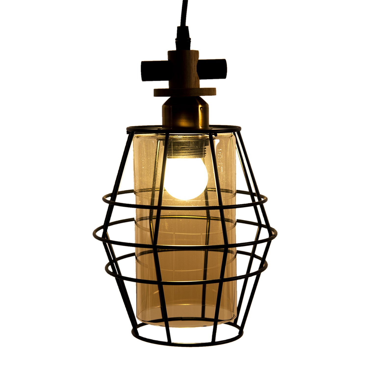 Závěsná černí industriální lampa - 22*18 cm E27/max 1*40W Clayre & Eef Závěsná černí industriální lampa - 22*18 cm E27/max 1*40W Clayre & Eef