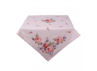 Růžový bavlněný ubrus na stůl s růžemi Dotty Rose - 100*100 cm