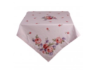 Růžový bavlněný ubrus na stůl s růžemi Dotty Rose - 130*180 cm