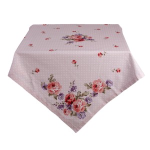 Růžový bavlněný ubrus na stůl s růžemi Dotty Rose - 130*180 cm