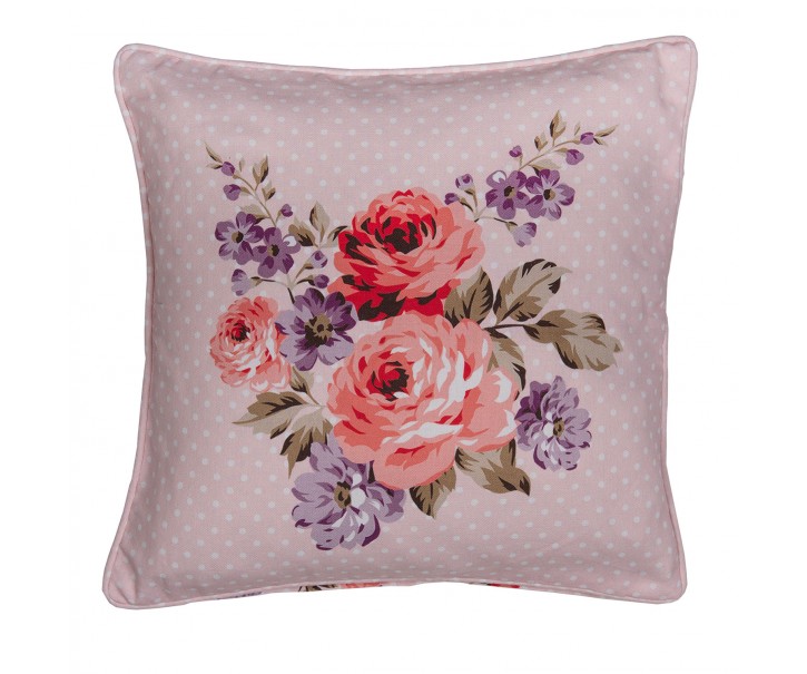 Růžový bavlněný potah na polštář s růžemi Dotty Rose - 40*40 cm Clayre & Eef