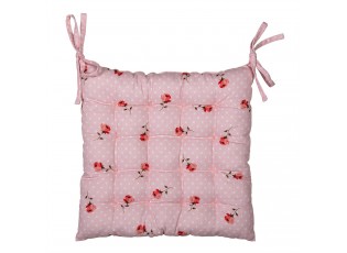Růžový bavlněný podsedák s výplní s růžemi Dotty Rose - 40*40*4 cm