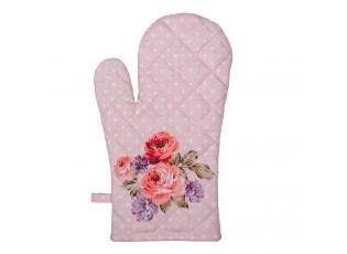 Růžová bavlněná chňapka - rukavice s růžemi Dotty Rose - 18*30 cm