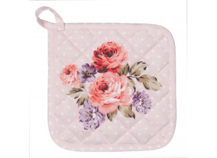 Růžová bavlněná chňapka - podložka s růžemi Dotty Rose - 20*20 cm