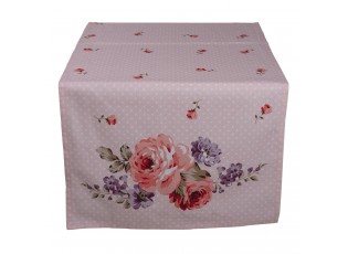 Růžový bavlněný běhoun na stůl s růžemi Dotty Rose - 50*140 cm