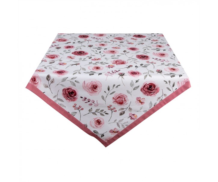 Bavlněný čtvercový ubrus s růžemi Rustic Rose - 100*100 cm Clayre & Eef