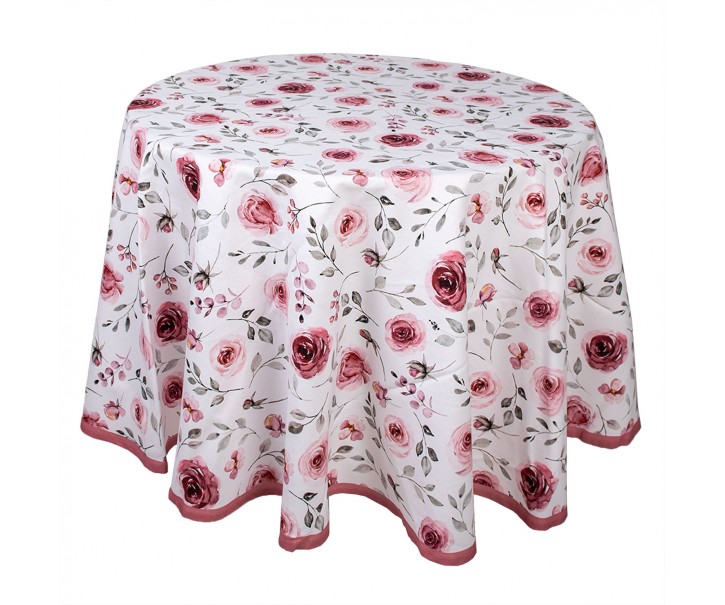 Bavlněný kulatý ubrus s růžemi Rustic Rose - Ø 170 cm Clayre & Eef