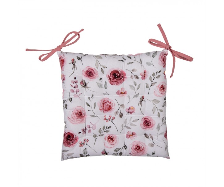 Bavlněný podsedák s růžemi Rustic Rose - 40*40*4 cm Clayre & Eef