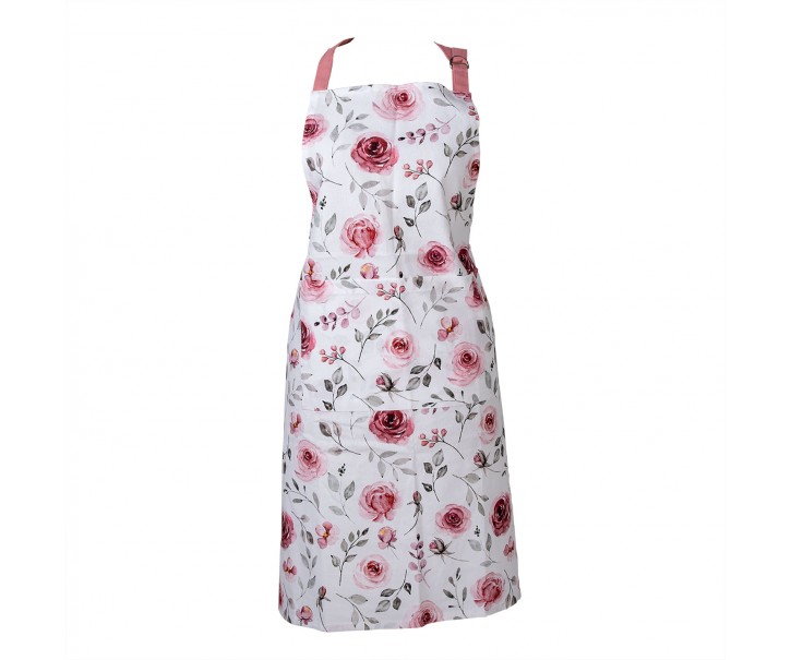 Bavlněná kuchyňská zástěra s růžemi Rustic Rose - 70*85 cm Clayre & Eef