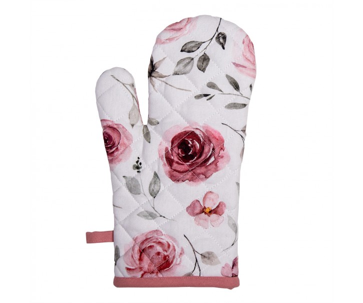 Bavlněná chňapka-rukavice s růžemi Rustic Rose - 18*30 cm Clayre & Eef