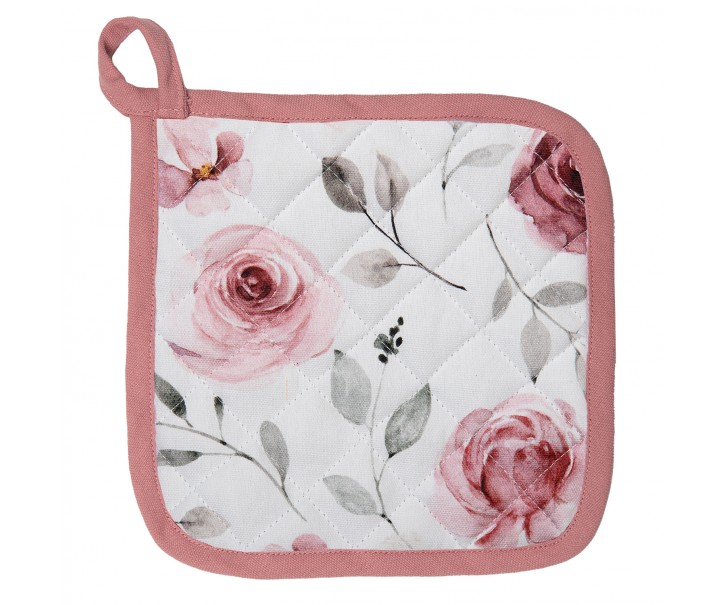 Bavlněná chňapka-podložka s růžemi Rustic Rose - 20*20 cm Clayre & Eef