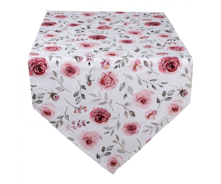 Bavlněný běhoun na stůl s růžemi Rustic Rose - 50*160 cm Clayre & Eef