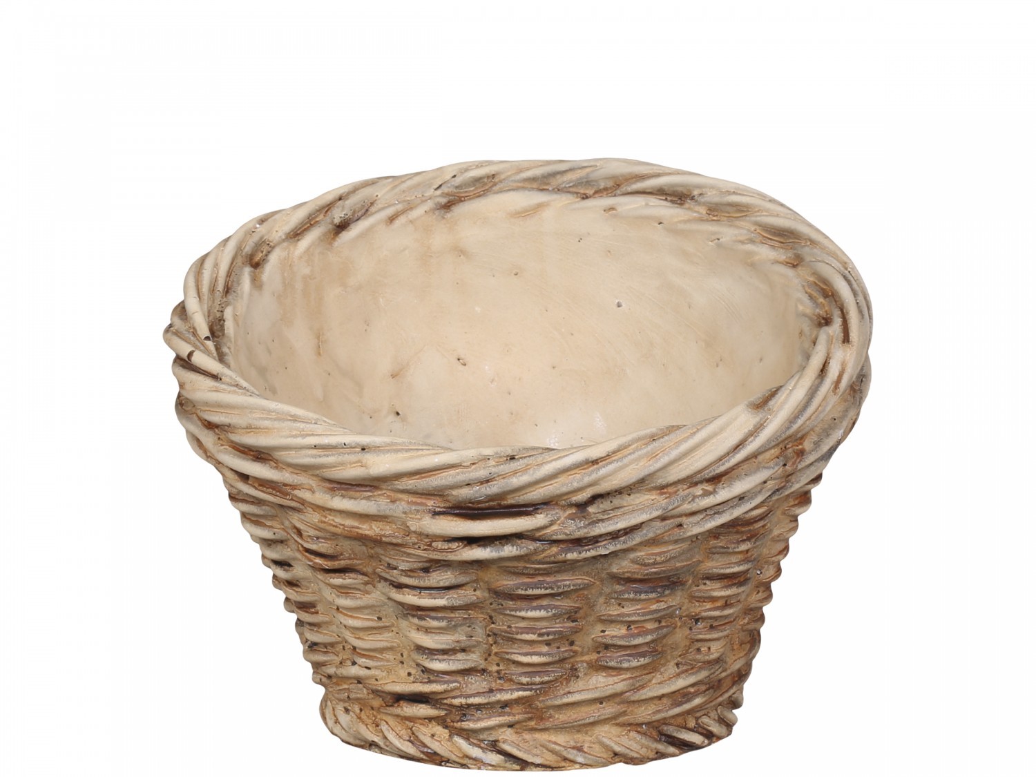 Hnědý šikmý obal na květináč s proutěným vzorem Corte - Ø 14*11,5cm