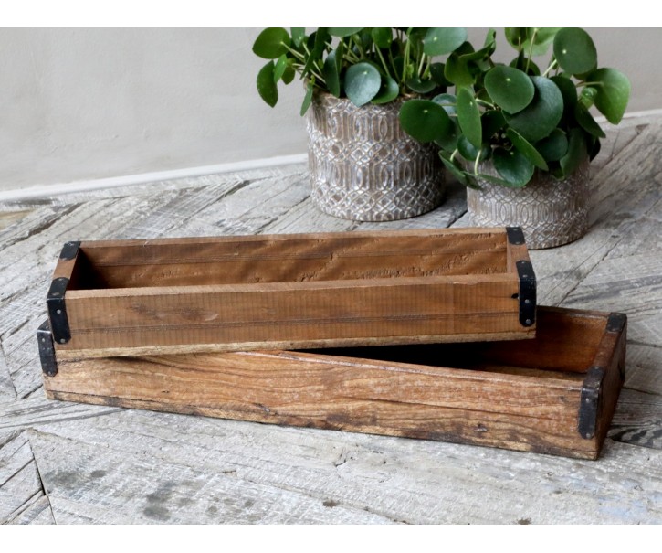 2ks dekorační úzký dřevěný podnos Grimaud - 43*13*6cm*5cm