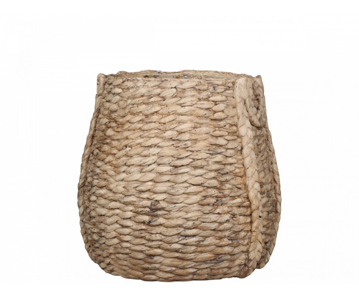 Hnědý obal na květináč s proutěným vzorem Corte - Ø 39*38cm Chic Antique
