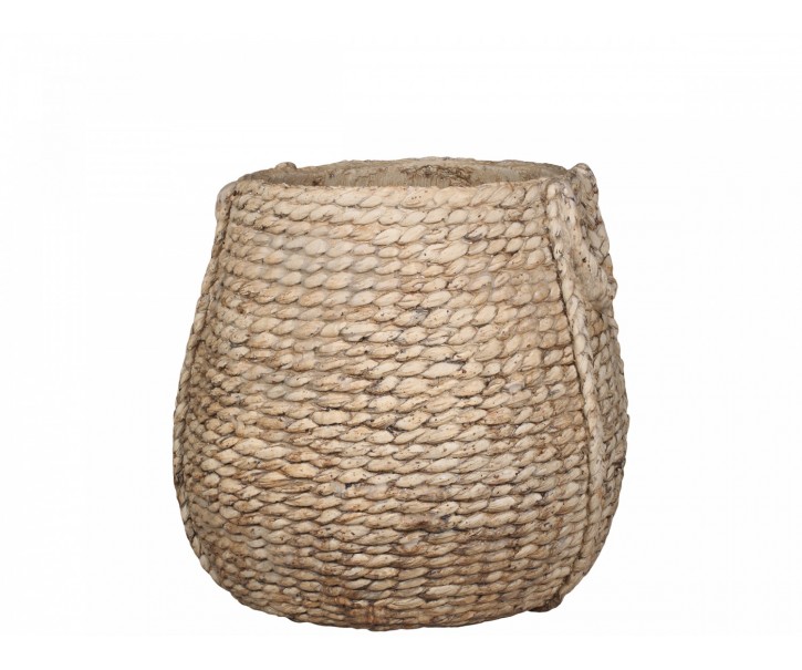 Hnědý obal na květináč s proutěným vzorem Corte I - Ø 47*45cm Chic Antique