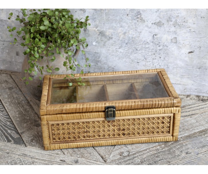 Ratanový box s bambusovým výpletem French - 36*21*13cm Chic Antique