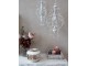 Bílý vintage ručně vyrobený lustr s kamínky Chandelié - 22*40cm/E14 Chic Antique