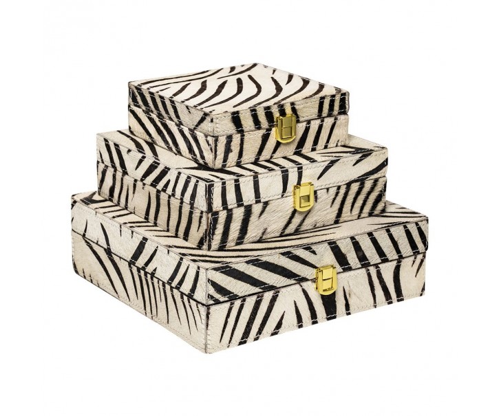 Zebra Bijoux box z hovězí kůže (sada 3ks) - 25,5*25,5*8cm Mars & More 