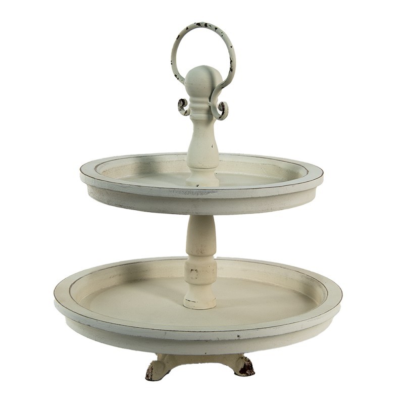 Vintage krémový 2-patrový etažér Patene - Ø 30*36 cm Clayre & Eef Vintage krémový 2-patrový etažér Patene - Ø 30*36 cm Clayre & Eef