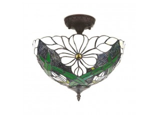 Krémovo-zelené stropní svítidlo Tiffany Malion - Ø 36*31 cm E27/max 2*40W