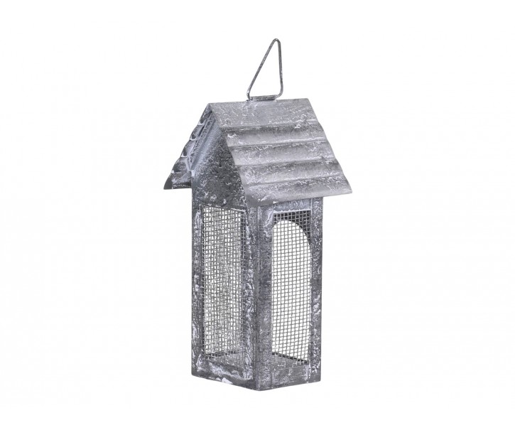 Šedá plechová antik lucerna domeček Candle house - 8*6*16 cm Chic Antique