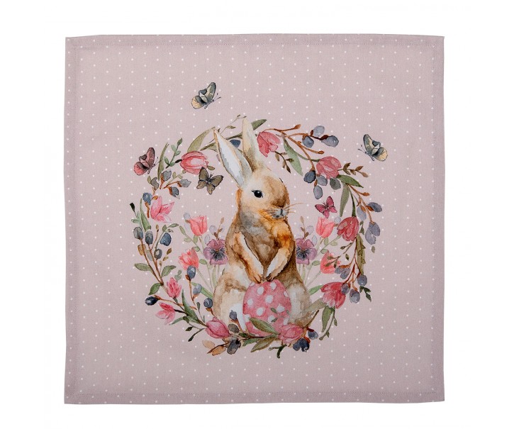 6ks bavlněné ubrousky s králíčkem Happy Bunny - 40*40 cm Clayre & Eef