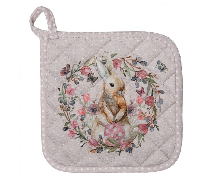 Bavlněná chňapka - podložka s králíčkem Happy Bunny - 20*20 cm Clayre & Eef