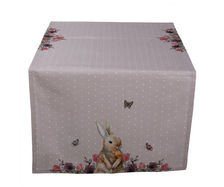Bavlněný běhoun na stůl s králíčkem Happy Bunny - 50*140 cm Clayre & Eef