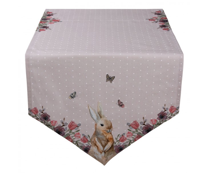 Bavlněný běhoun na stůl s králíčkem Happy Bunny - 50*160 cm Clayre & Eef