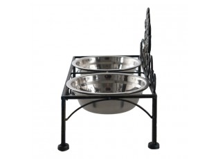 Černé antik kovové misky pro psa Potier ornament - 39*19*25 cm