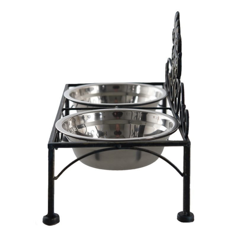 Černé antik kovové misky pro psa Potier ornament - 39*19*25 cm Clayre & Eef Černé antik kovové misky pro psa Potier ornament - 39*19*25 cm Clayre & Eef