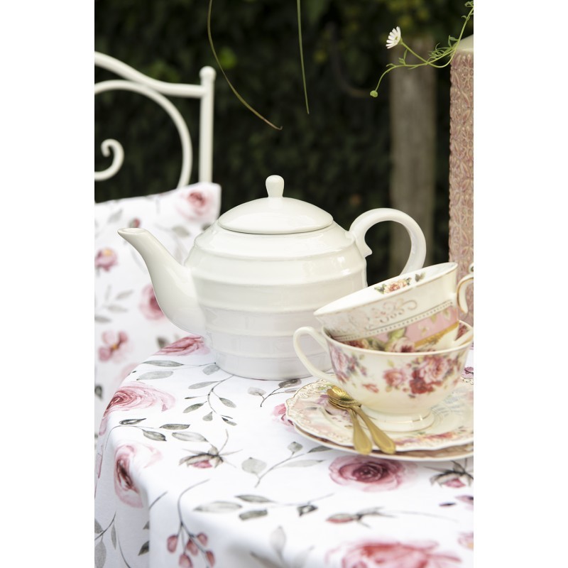 Bavlněný čtvercový ubrus s růžemi Rustic Rose - 100*100 cm Clayre & Eef Bavlněný čtvercový ubrus s růžemi Rustic Rose - 100*100 cm Clayre & Eef